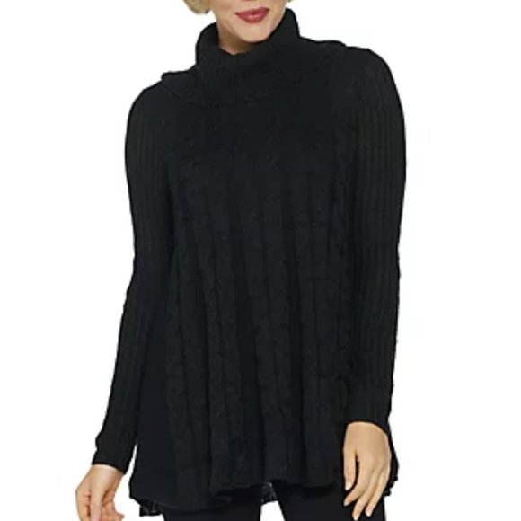 Denim&Co | Sweaters | Denim Co Cable Knit Cowlneck Tunic Sweater 717 ...